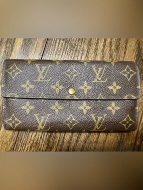 Louis Vuitton Monogram Long Wallet in Brown and Gold